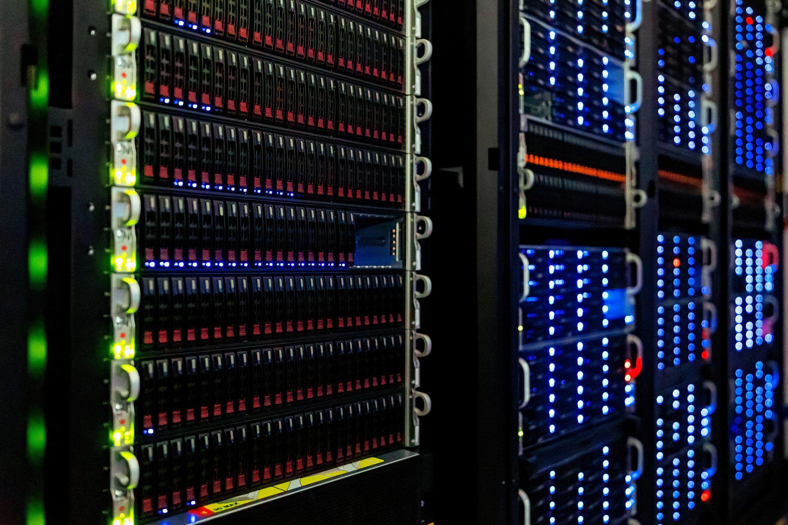 Server racks at the NOIRLab Headquarters Computer Server Room in Tucson, Arizona.