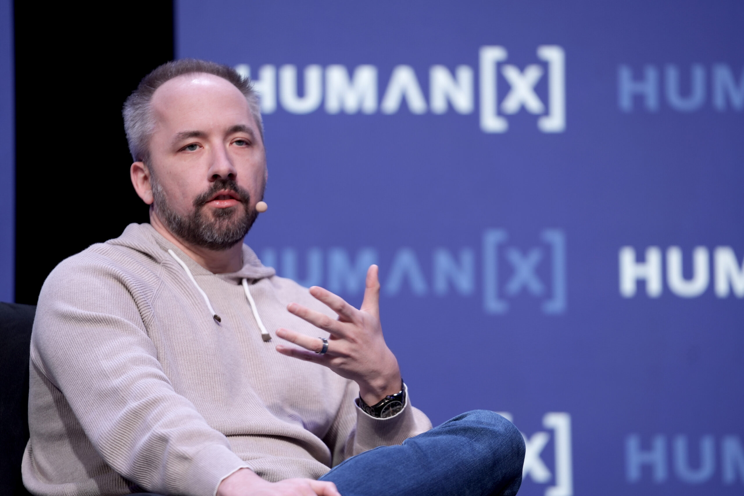 Dropbox CEO, speaks onstage during the HumanX AI Conference 2025